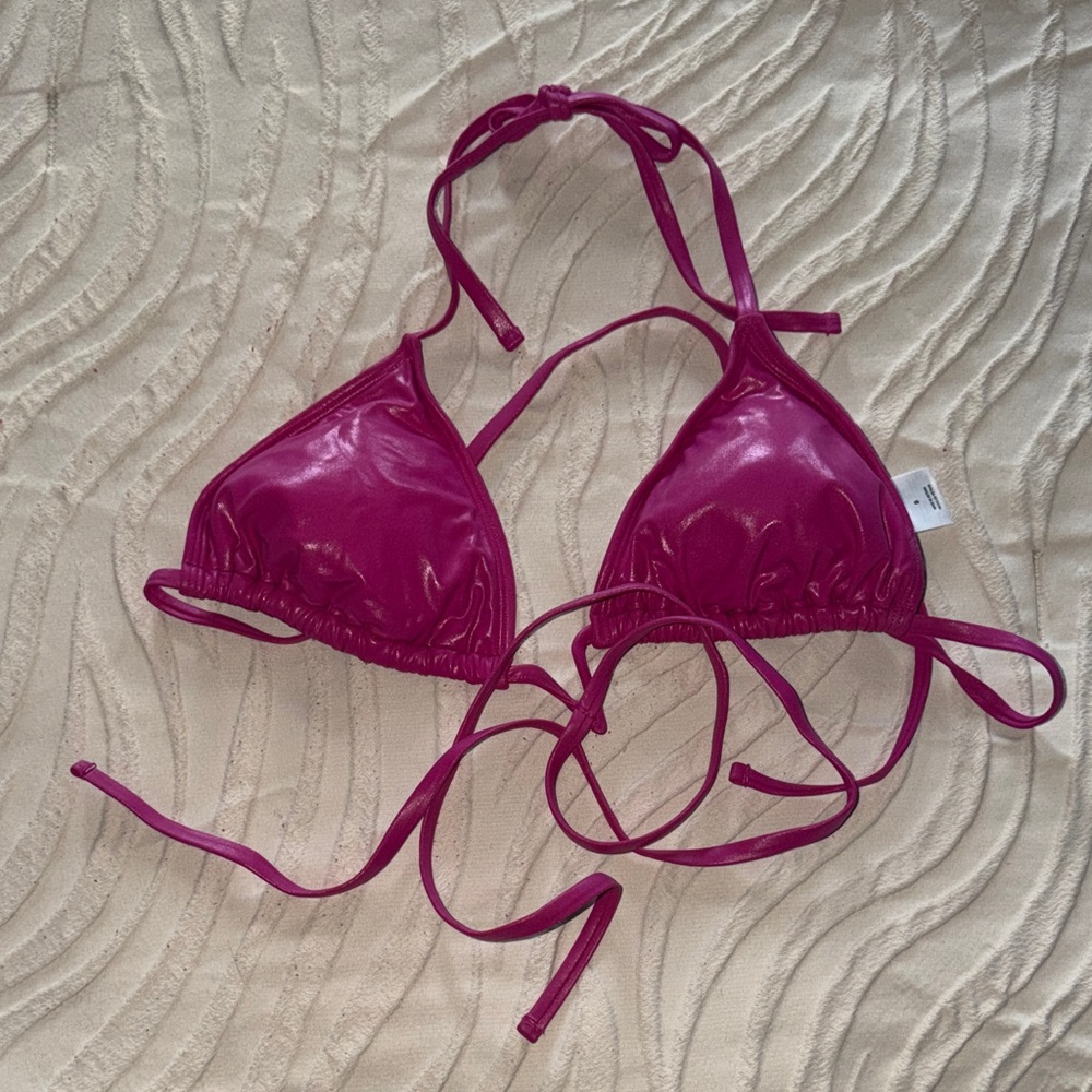 Magenta Triangle String Bikini Top